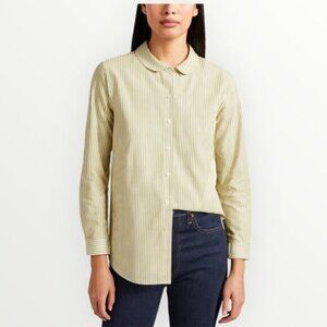 Plain Goods Chartreuse Striped Peter Pan Collar Button Down Shirt